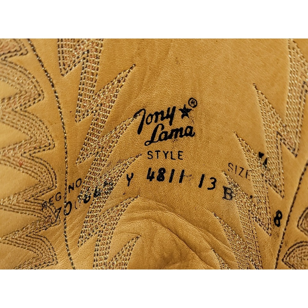 Tony Lama Mens Emilia Lizard Skin Brown Western Cowboy Boots 4811 Sz 13 B Exotic - Picture 10 of 12